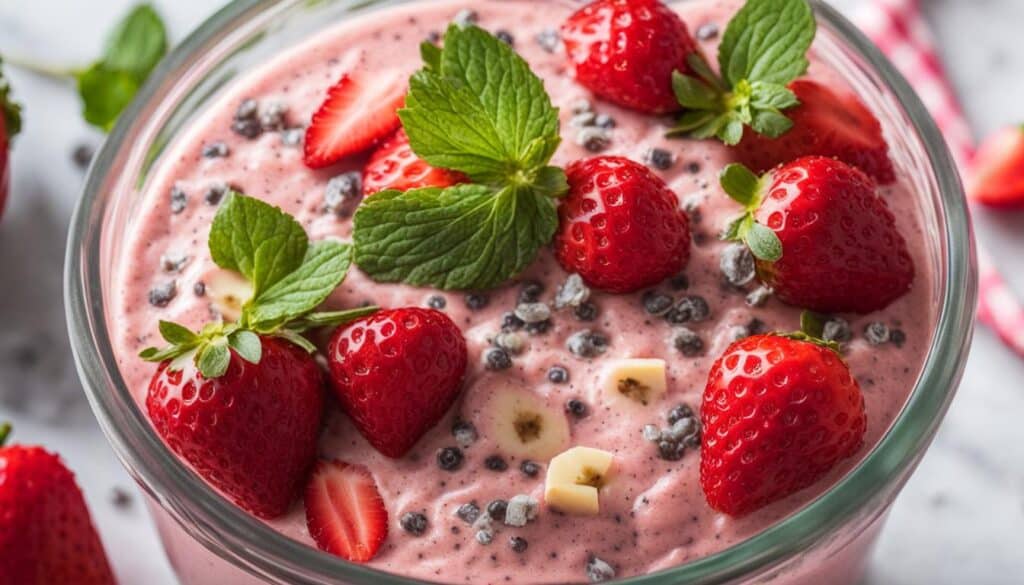 desayuno vegano de batido de fresas y plátanos